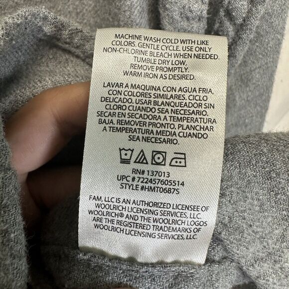 Woolrich Chamois Shirt Men’s Large Gray Long Sleeve Button Up Long Sleeve Cotton - Picture 9 of 11